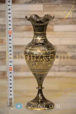 گلدان برنزی سیاه قلم ۲۵ سانت