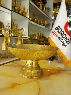 کاسه پایه دار برنجی هندی لبه ریز