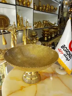 کاسه پایه دار برنجی هندی لبه ریز