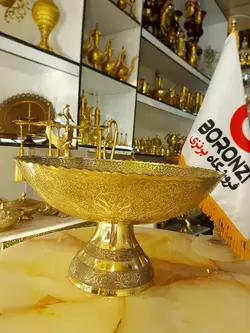 کاسه پایه دار برنجی هندی لبه ریز