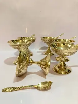 بستنی خوری برنجی هندی شش عددی