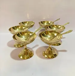 بستنی خوری برنجی هندی شش عددی