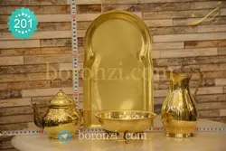 سرویس پا سماوری برنجی ساده سایز متوسط