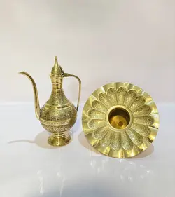 آفتابه ولگن برنجی هندی پر قلم