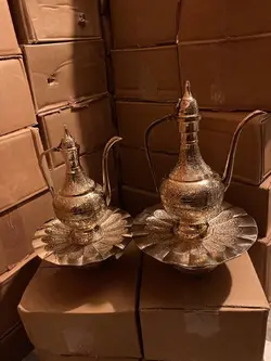 آفتابه ولگن برنجی هندی پر قلم