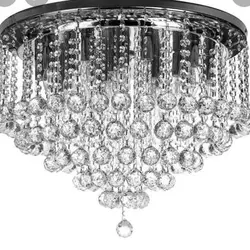 لوستر سقفی گرد نقره ای 60 تمام گوی