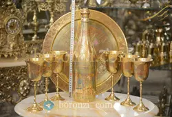 ست شربت خوری برنجی هندی قرمز