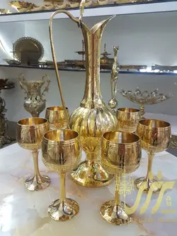 ست تنگ و جام شراب خوری برنجی هندی