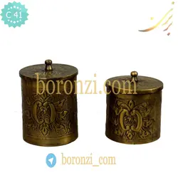 باکس چای و شکر برنجی هندی کد ۱۳۳۶