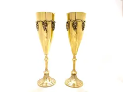 جام برنجی سایز بزرگ طرح انگور 6عددی