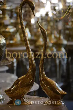 مجسمه قو برنجی هندی 49 سانتی جفتی