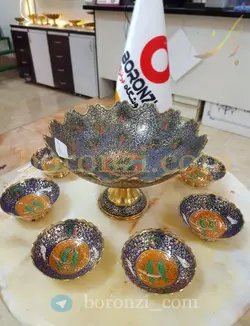 ست آجیل خوری برنجی هندی مینا بنفش