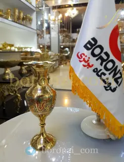 گلدان برنجی هندی لب هلالی مینا کاری