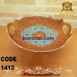 میوه خوری دسته دار برنجی هندی میناکاری کد ۱۴۱۲