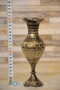 گلدان برنزی سیاه قلم ۲۰ سانت