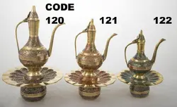 آفتابه لگن برنجی هندی مینا کاری شده کد ۱۲۱