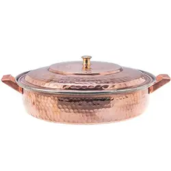 ماهیتابه مسی زنجان مدل دسته برنجی قطر ۳۲ سانتی متر