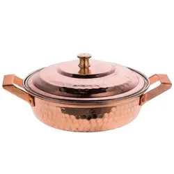 ماهیتابه مسی زنجان مدل دسته برنجی قطر ۲۲ سانتی متر