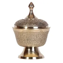 قندان برنجی هندی قلم کاری ۱۲ سانت