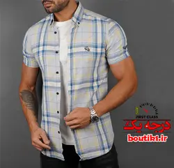 پیراهن آستین کوتاه پنبه نخ چهارخونه