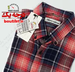 پیراهن آستین کوتاه نخ پنبه 4خونه قرمز