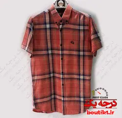 پیراهن آستین کوتاه نخ پنبه 4خونه گلبهی