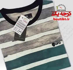 تیشرت یقه گرد پنبه لاکرا سبز رینگی