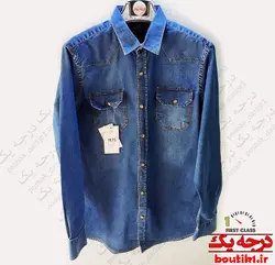 پیراهن آستین بلند جین اسلیم دو جیب