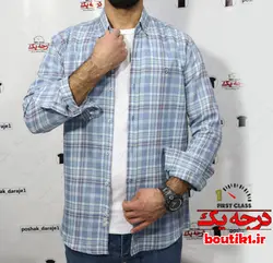 پیراهن چهارخونه آستین بلند نخی