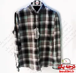 پیراهن آستین بلند چهارخونه اسلیم سبز