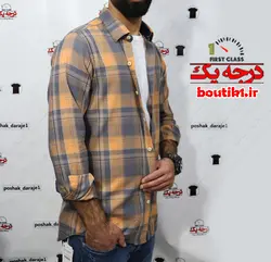 پیراهن آستین بلند چهارخونه پنبه نخ 40