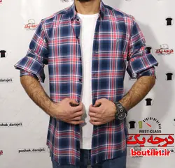 پیراهن آستین بلند چهارخونه نخی