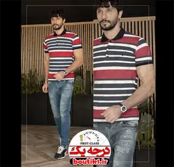 پولوشرت یقه دار جودون رینگل قرمز سورمه ای