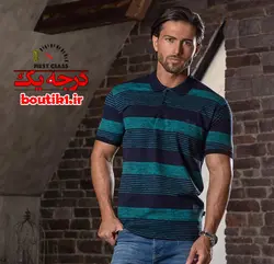 پولوشرت پنبه براش رینگی آبی