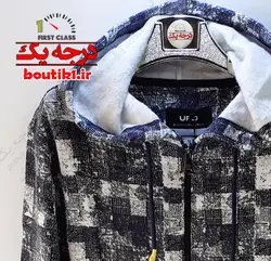 سوئیشرت تمام زیپ چهارخونه کرکدار