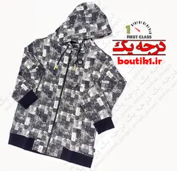 سوئیشرت تمام زیپ چهارخونه کرکدار