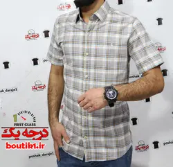 پیراهن آستین کوتاه نخ پنبه طوسی