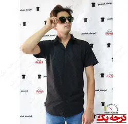 پیراهن آستین کوتاه مشکی طرحدار