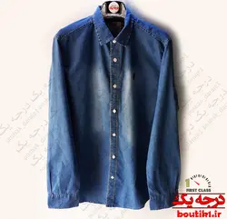 پیراهن جین بدون جیب آبی تیره و روشن