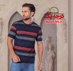 تیشرت پنبه لاکرا یقه گرد طرح رینگی