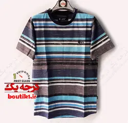 تیشرت یقه گرد پنبه براش رینگی آبی