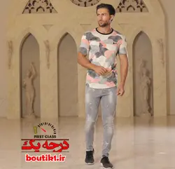 تیشرت یقه گرد پنبه طرح پلنگی