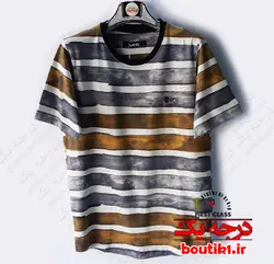 تیشرت یقه گرد پنبه لاکرا زرد رینگی