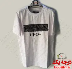 تیشرت سفید یقه گرد چاپ دار پنبه