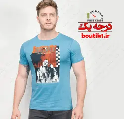 تیشرت maxzone یقه گرد طرحدار آبی