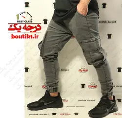شلوار اسلش جین 6جیب مچی زغالی