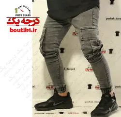 شلوار اسلش جین 6جیب مچی زغالی