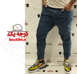 شلوار اسلش جین سوپر کش مچدار آبی