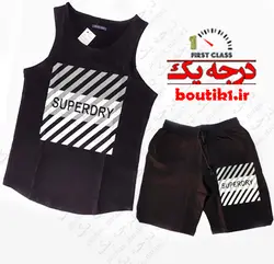 ست رکابی وشلوارک پنبه superdry