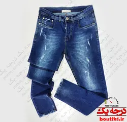 شلوار جین ترک اسلیم زاپ دار آبی